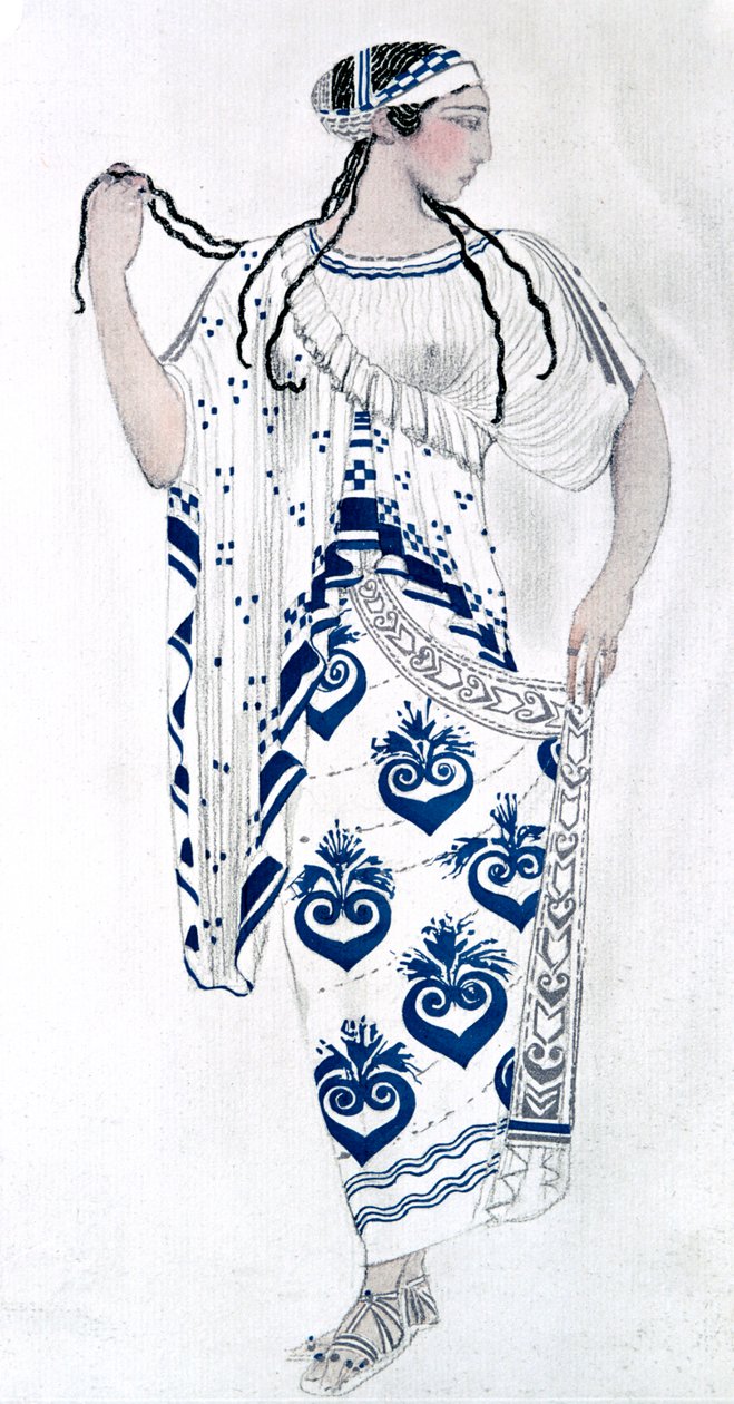 艾达·鲁宾斯坦（Ida Rubinstein）饰演海伦（Helen）的服装设计，斯巴达（Sparta）芭蕾舞，1912年 作者 莱昂·巴克斯特