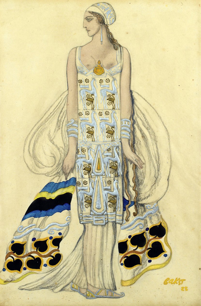 让·拉辛 (Jean Racine) 的戏剧《费德拉》(Phaedra) 中为艾达·鲁宾斯坦 (Ida Rubinstein) 设计的服装 作者 莱昂·巴克斯特