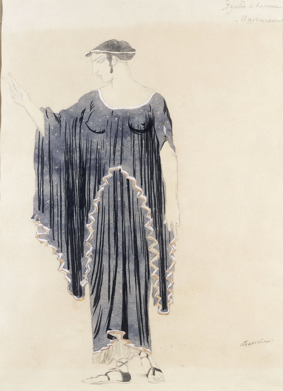 在科隆努斯-安提戈涅的俄狄浦斯服装设计，c。 1899年至1909年 作者 莱昂·巴克斯特