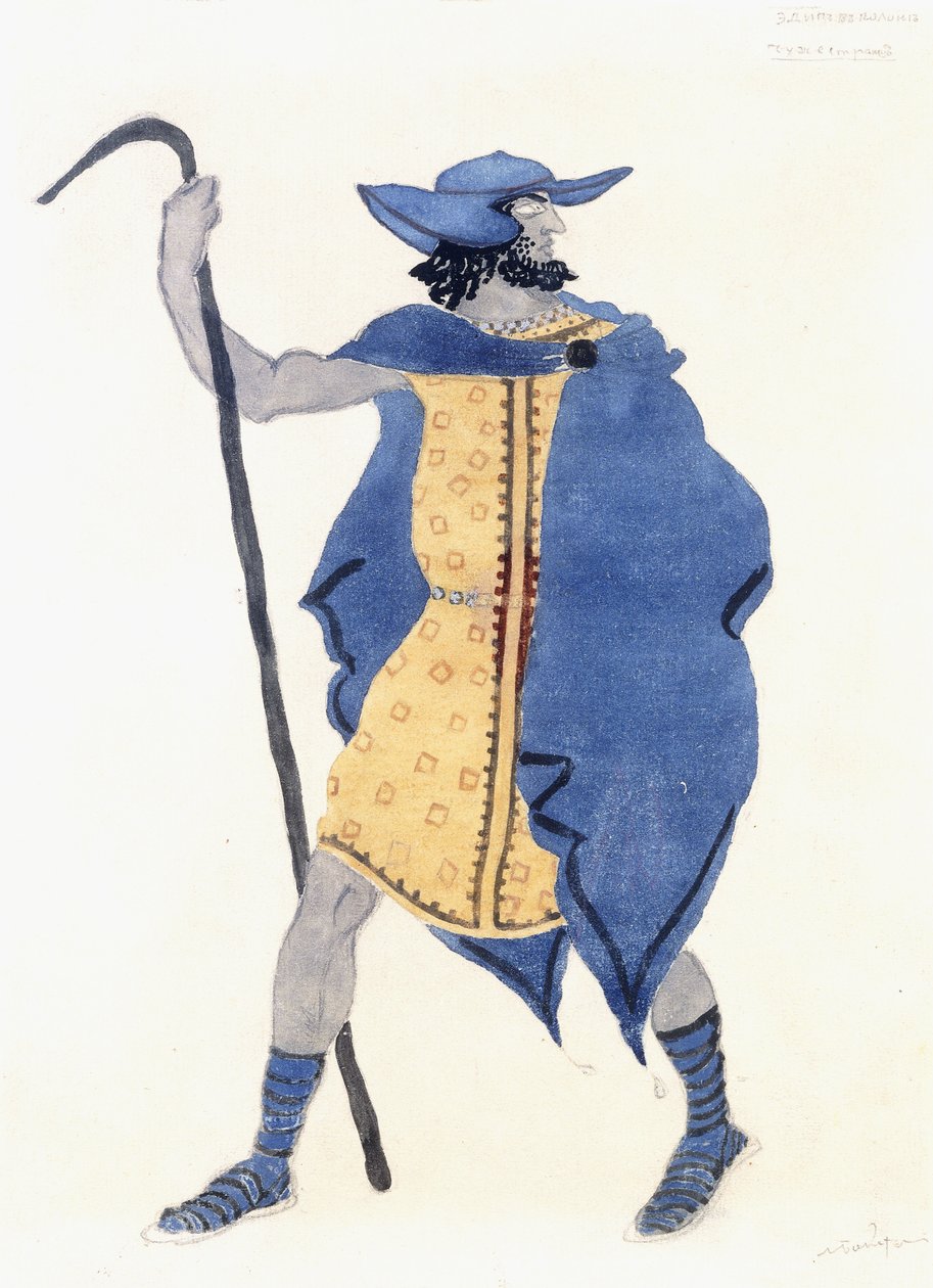 科隆努斯-陌生人的恋母癖服装设计c。 1899-1909年（铅笔，w - c和纸上的银漆） 作者 莱昂·巴克斯特