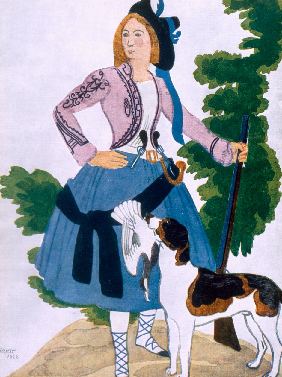 The Huntress的服装设计，1922年 作者 莱昂·巴克斯特