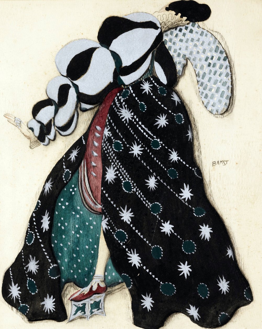R. Strauss 的芭蕾舞团“La Legende de Joseph”的服装设计 - Bakst, Leon (1866-1924) - 1914 - 水彩，纸上水粉 - 33x28 - 私人收藏 作者 莱昂·巴克斯特