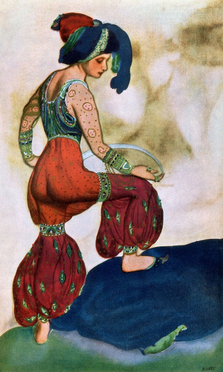 红色苏丹》的服装设计，选自《谢赫拉扎德》（彩色石版画） 作者 莱昂·巴克斯特