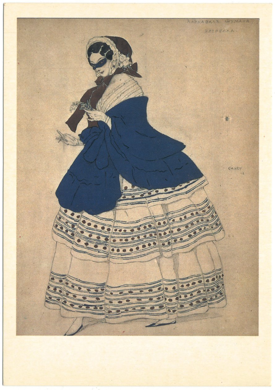 舒曼（R. Schumann）的芭蕾舞狂欢节服装设计，1910年 作者 莱昂·巴克斯特