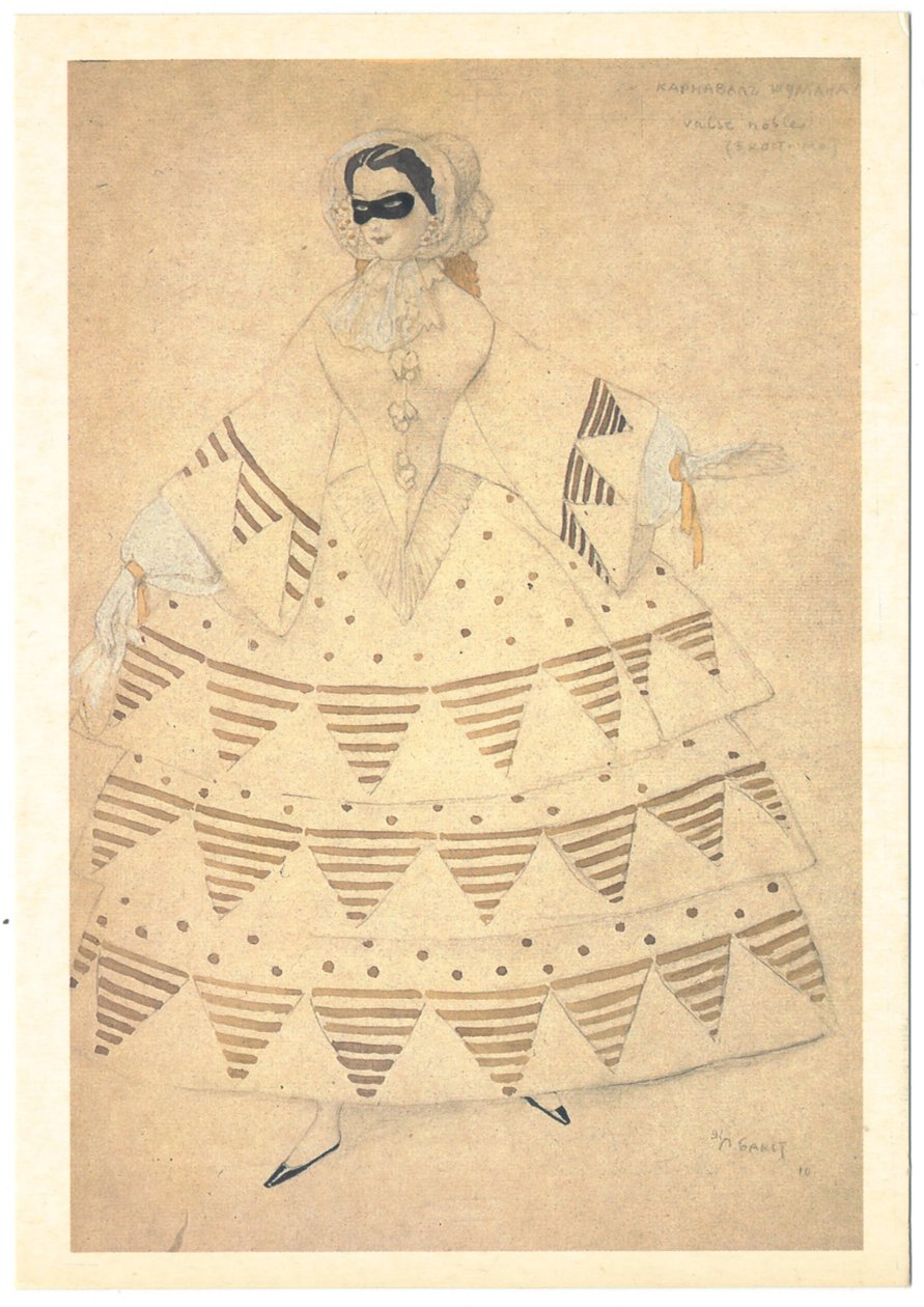 舒曼（R. Schumann）的芭蕾舞狂欢节服装设计，1910年 作者 莱昂·巴克斯特