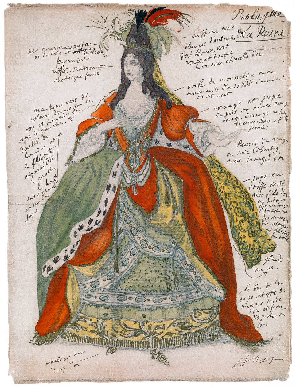 柴可夫斯基（P. Tchaikovsky）的芭蕾舞剧《睡美人》服装设计，1921年 作者 莱昂·巴克斯特