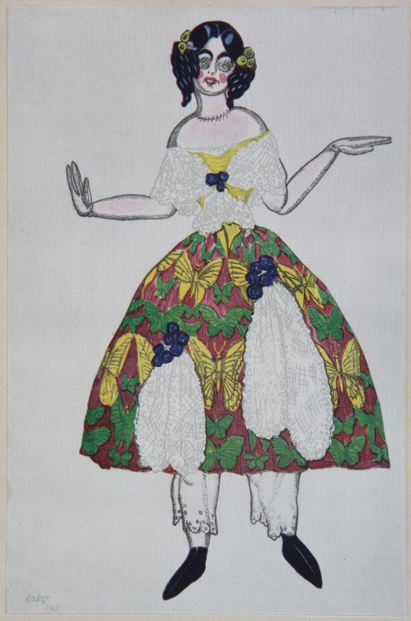 G. Rossini的芭蕾舞剧《魔术玩具店》的服装设计，1919年 作者 莱昂·巴克斯特