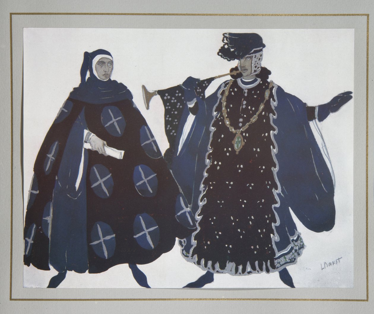 Gabriele DAnnuzio的戏剧《圣塞巴斯蒂安难》的服装设计，1922年 作者 莱昂·巴克斯特