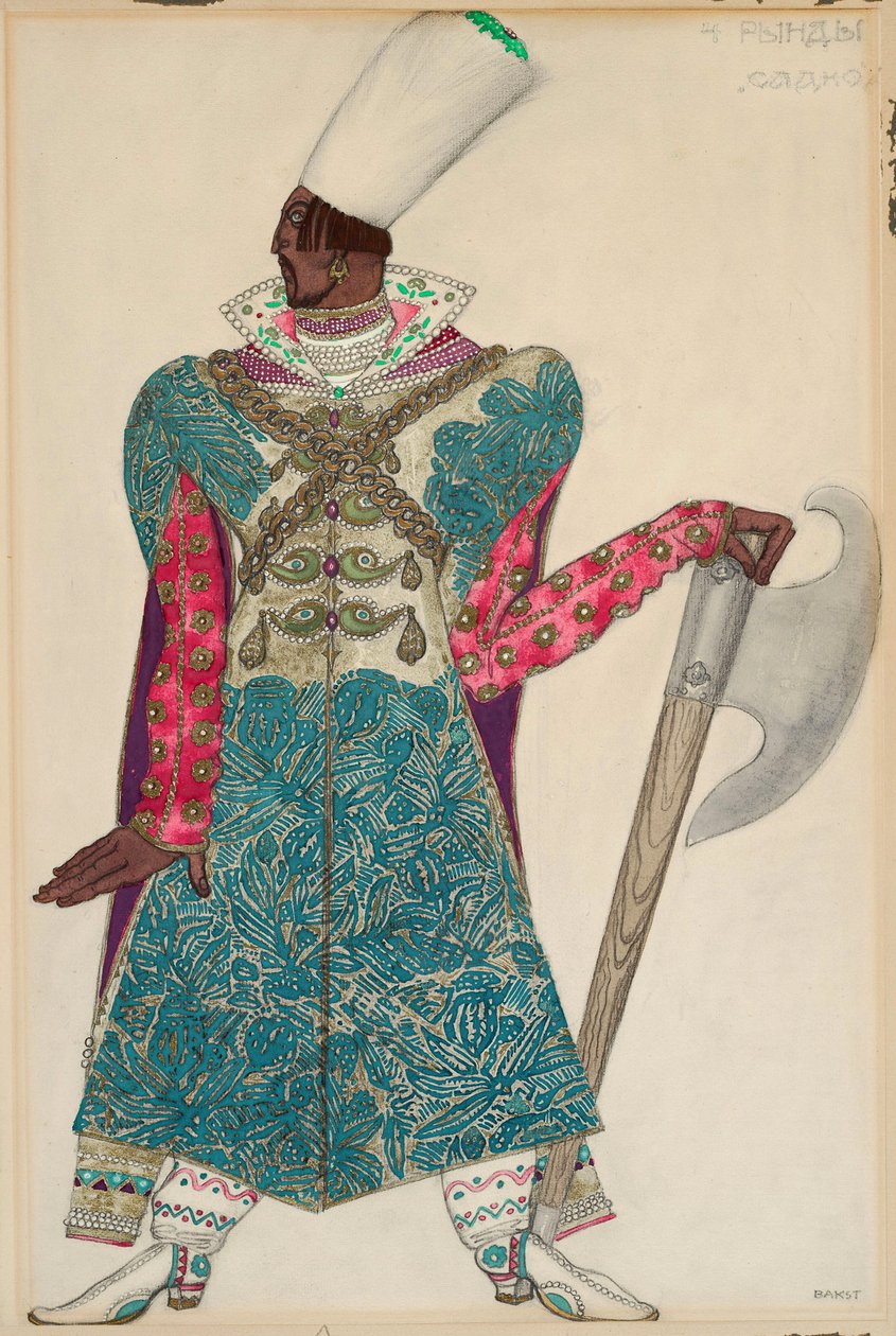 Costume for "Sadko", opera directed by Nicolas (Nikolai) Rimski Korsakov (Rimski-Korsakov) (1844-1908). Oeuvre de Leon Bakst (1866-1924) 作者 莱昂·巴克斯特