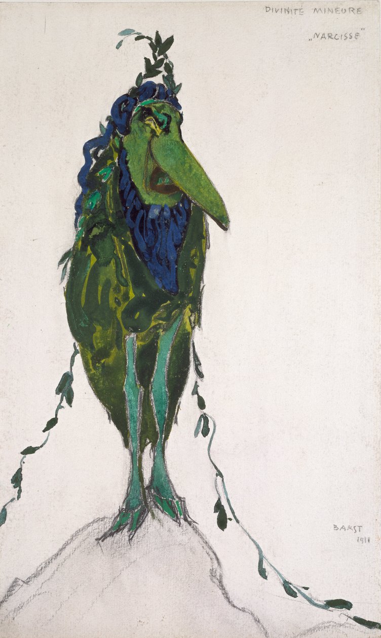 La Divinite Mineure》的服装，用于《Narcisse》，1911年 作者 莱昂·巴克斯特