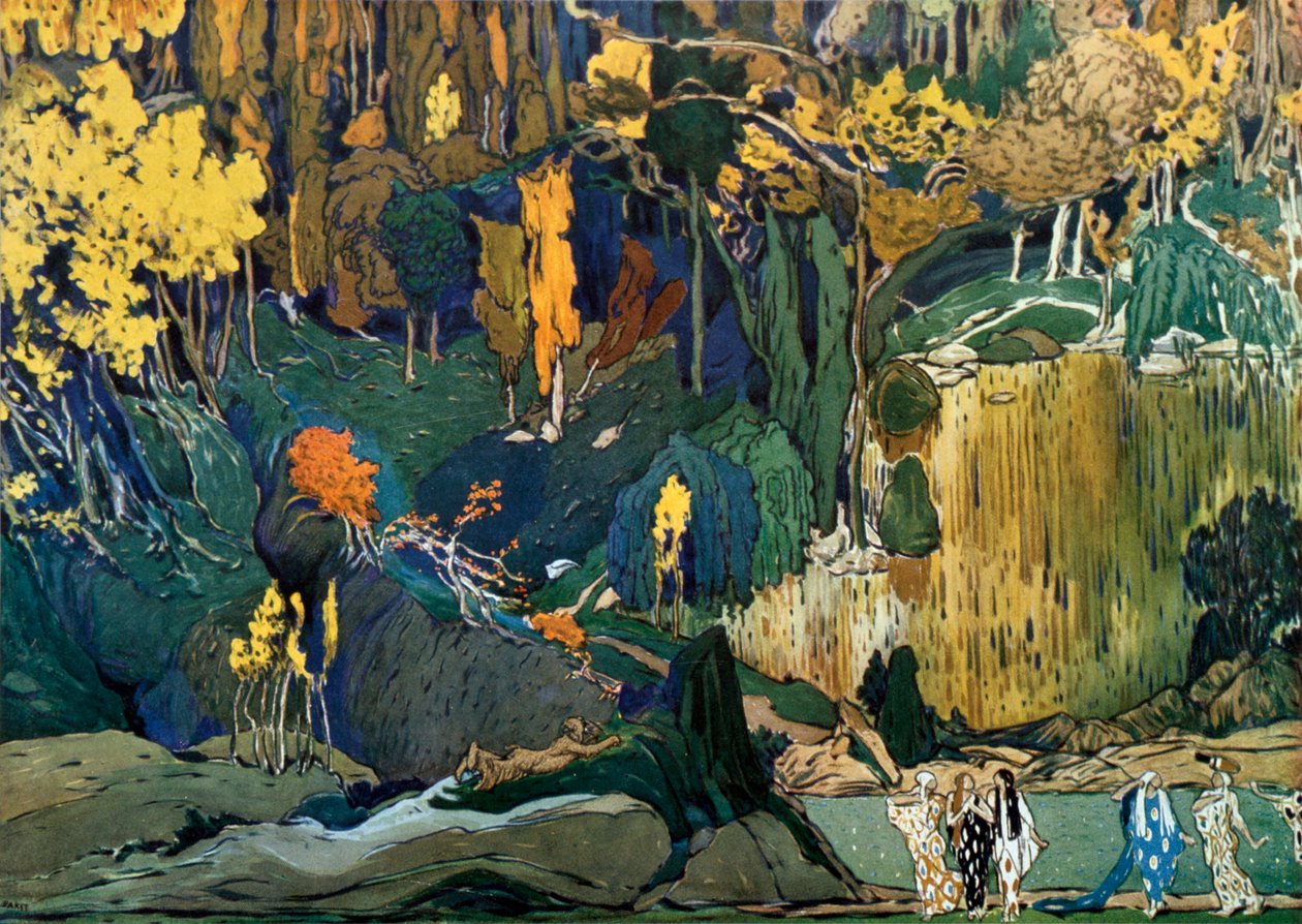 Debussys芭蕾舞LApres-midi dun faune的装饰作品《农神的下午》，1912年 作者 莱昂·巴克斯特