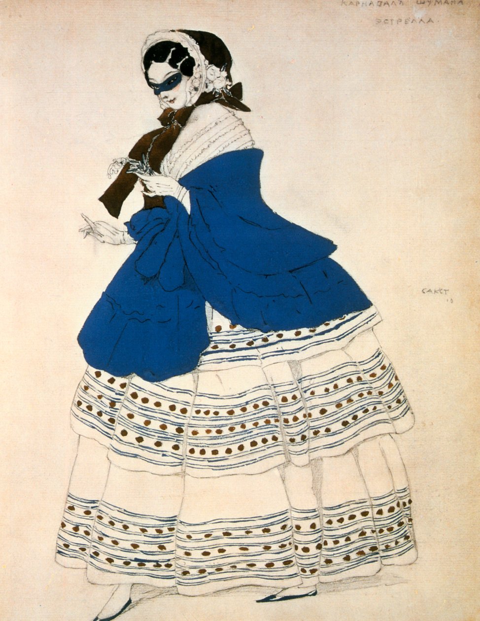 Estrella，为芭蕾舞狂欢节设计的服装，由罗伯特·舒曼（Robert Schumann）创作，1919年 作者 莱昂·巴克斯特