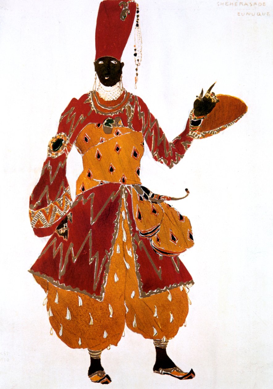 1910年，芭蕾舞团Scheherazade的un官服装设计 作者 莱昂·巴克斯特