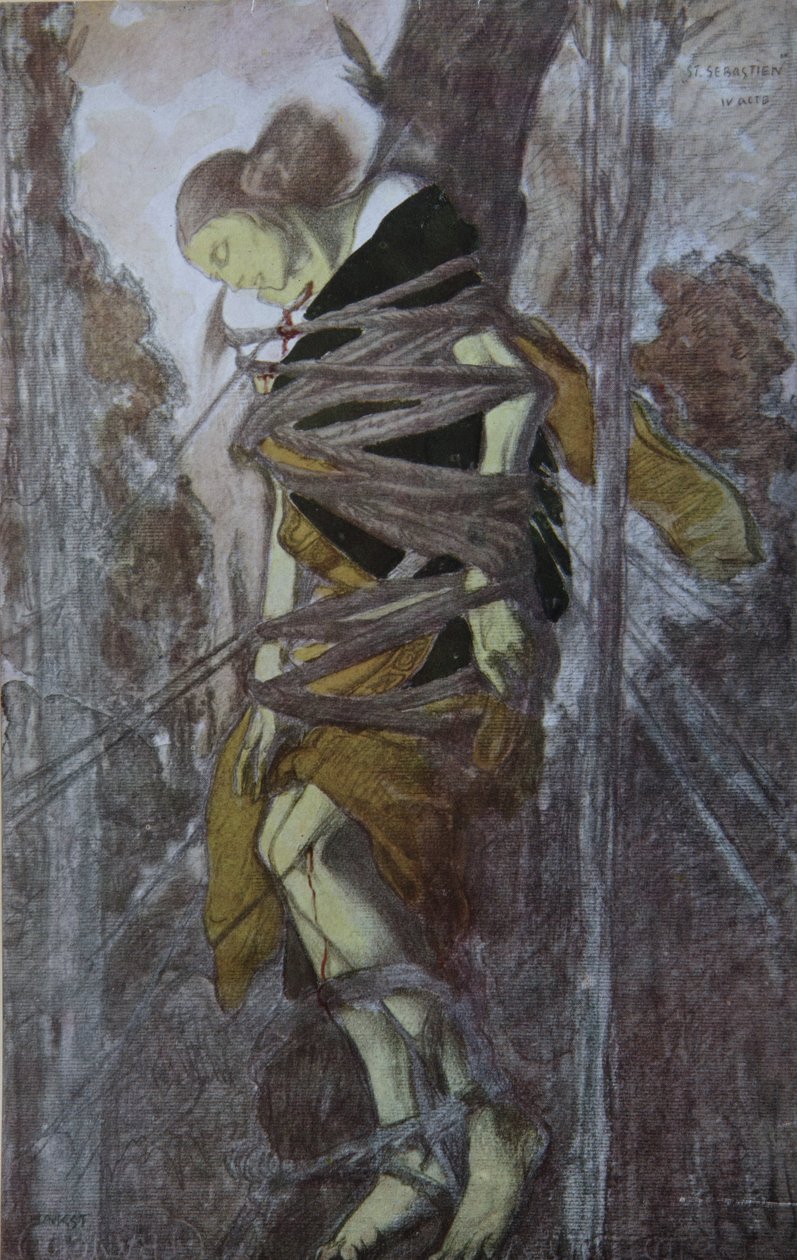 艾达·鲁宾斯坦（Ida Rubinstein），Gabriele DAnnuzio创作的《圣塞巴斯蒂安tian难》，1922年 作者 莱昂·巴克斯特