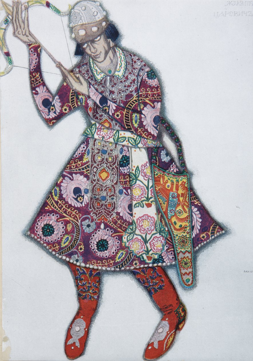 伊凡（Ivan Tsarevich）。 I. Stravinsky的芭蕾舞剧《 Firebird Loiseau de feu》的服装设计，1910年 作者 莱昂·巴克斯特