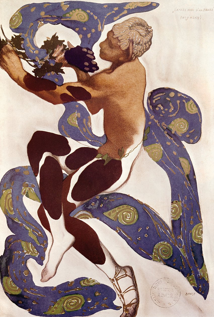 “动物中午之后”，Nijinsky（1890-1950）的服装设计，来自Arsene Alexandre（1859-1937）和Jean Cocteau（1889-1963）1912年的“Leon Bakst的装饰艺术” 作者 莱昂·巴克斯特