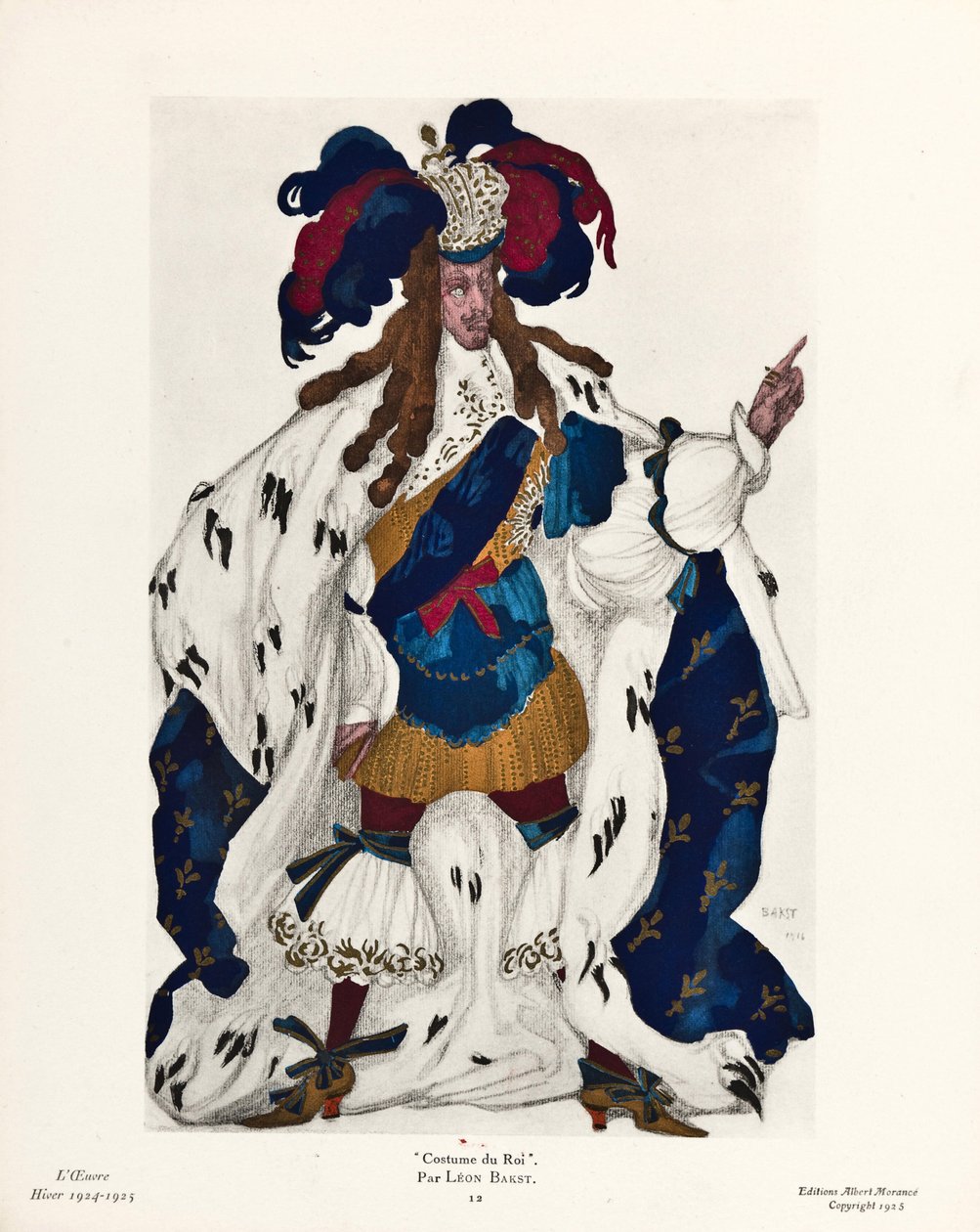 ""Le roi"" costume de Leon Bakst pour le ballet ""La belle au bois dormant de Piotr Tchaikovski (1840-1893) (The king, Costume design for the ballet Sleeping Beauty by P Tchaikovsky - Bakst, Leon (1866-1924) - 1921 - Colour lithograph) Private Collection 作者 莱昂·巴克斯特