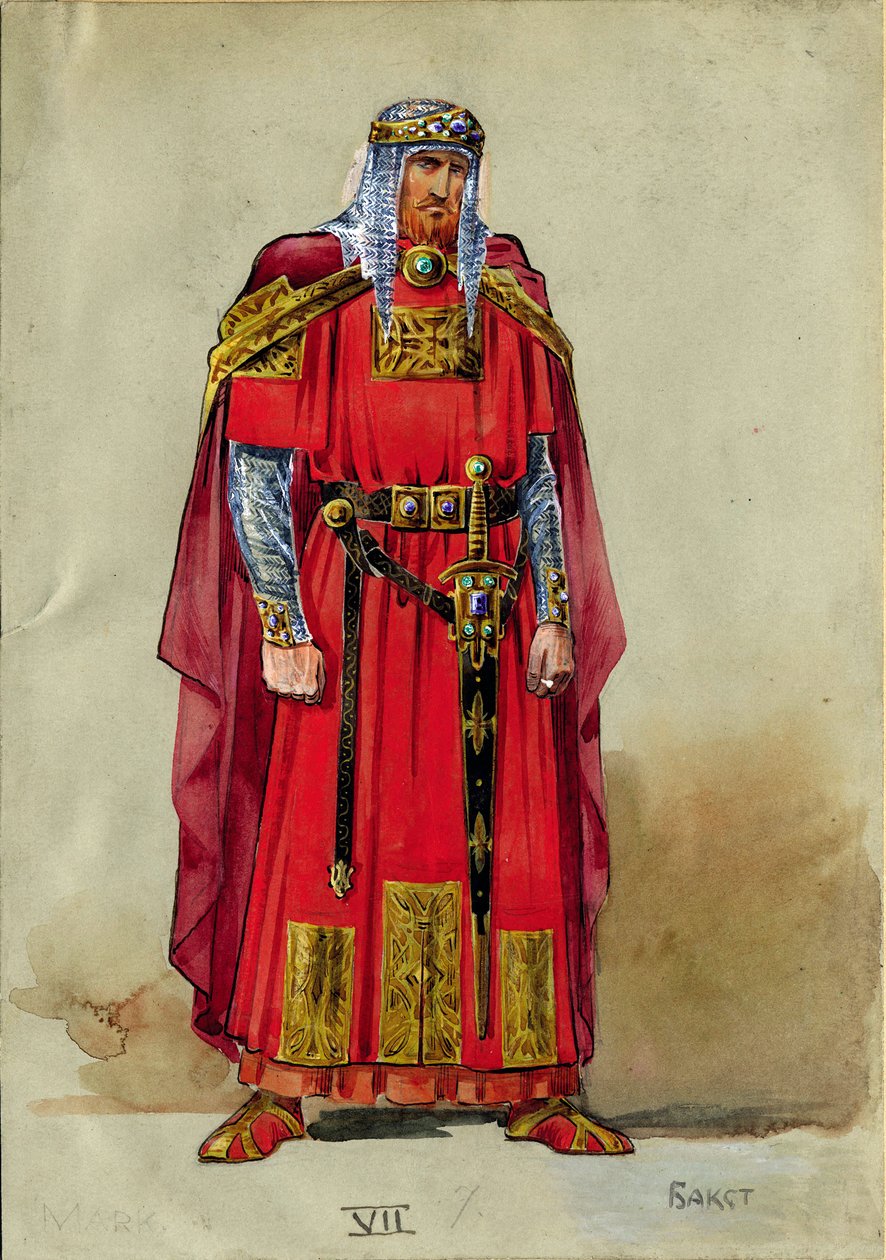 Medieval Prince, Costume design (watercolour and gouache on paper) 作者 莱昂·巴克斯特