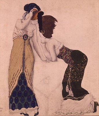 现代服饰，来自 "现代服饰的幻想"（Fantasie Sur le Costume Moderne）。 作者 莱昂·巴克斯特