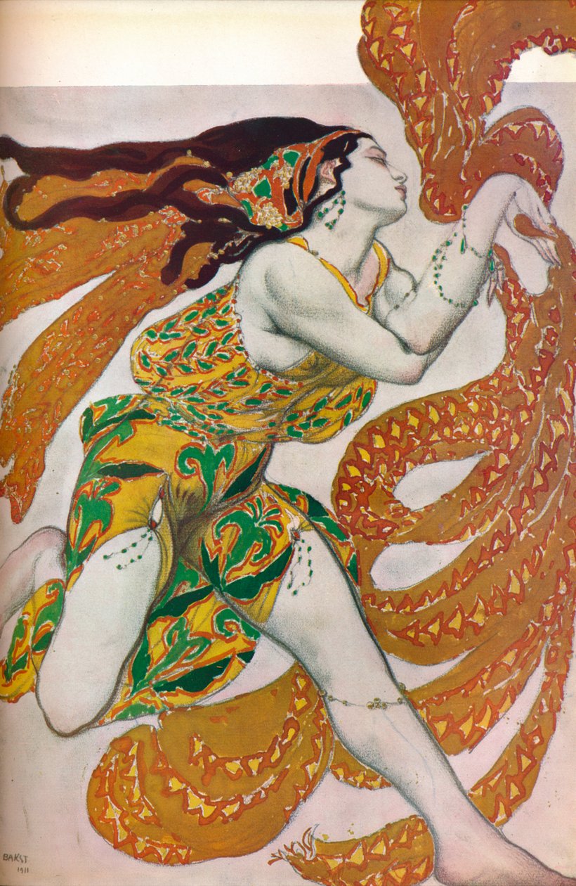 水仙：酒神。 Narcisse舞蹈服装设计，1911年 作者 莱昂·巴克斯特