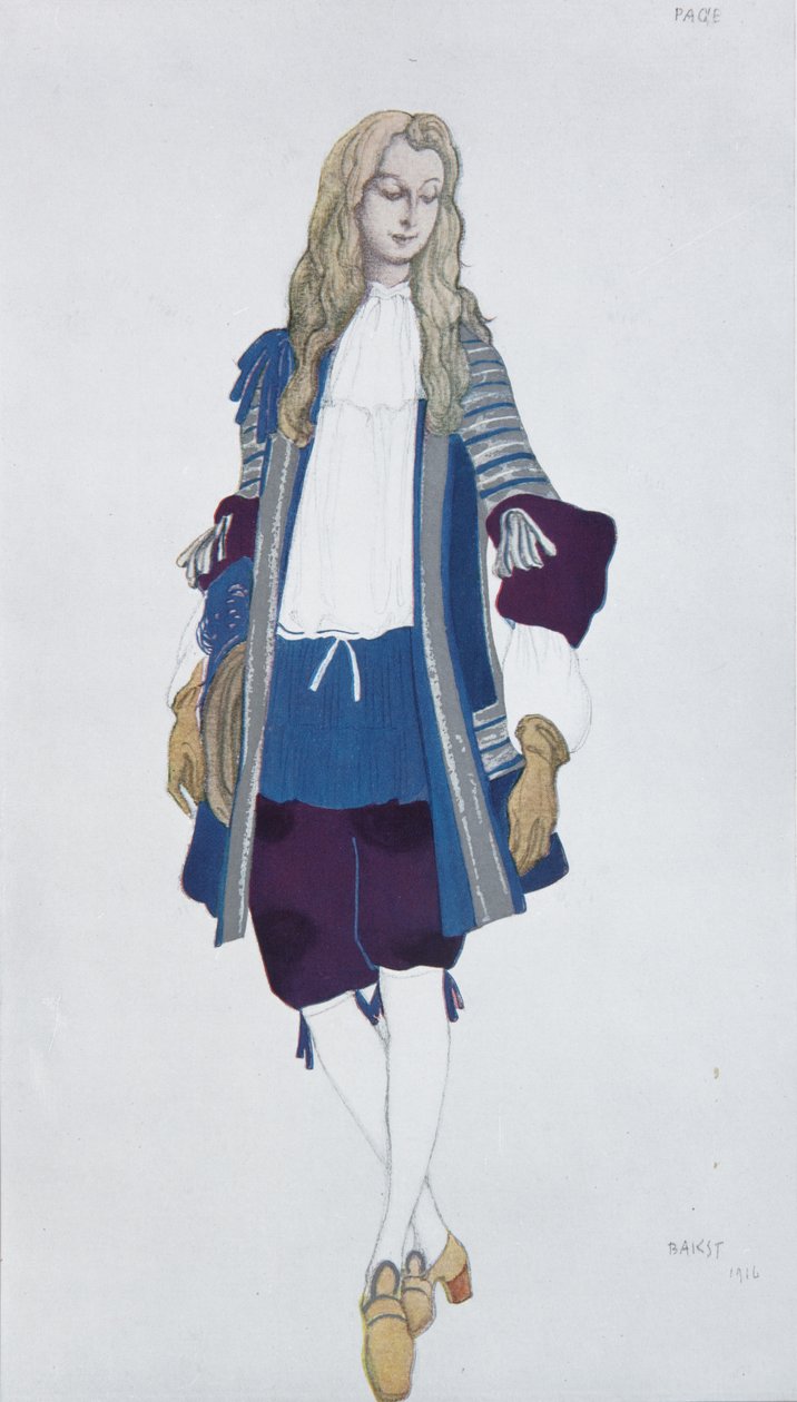 Page de la princesse。 P. Tchaikovsky的芭蕾舞剧《睡美人》的服装设计，1916年 作者 莱昂·巴克斯特