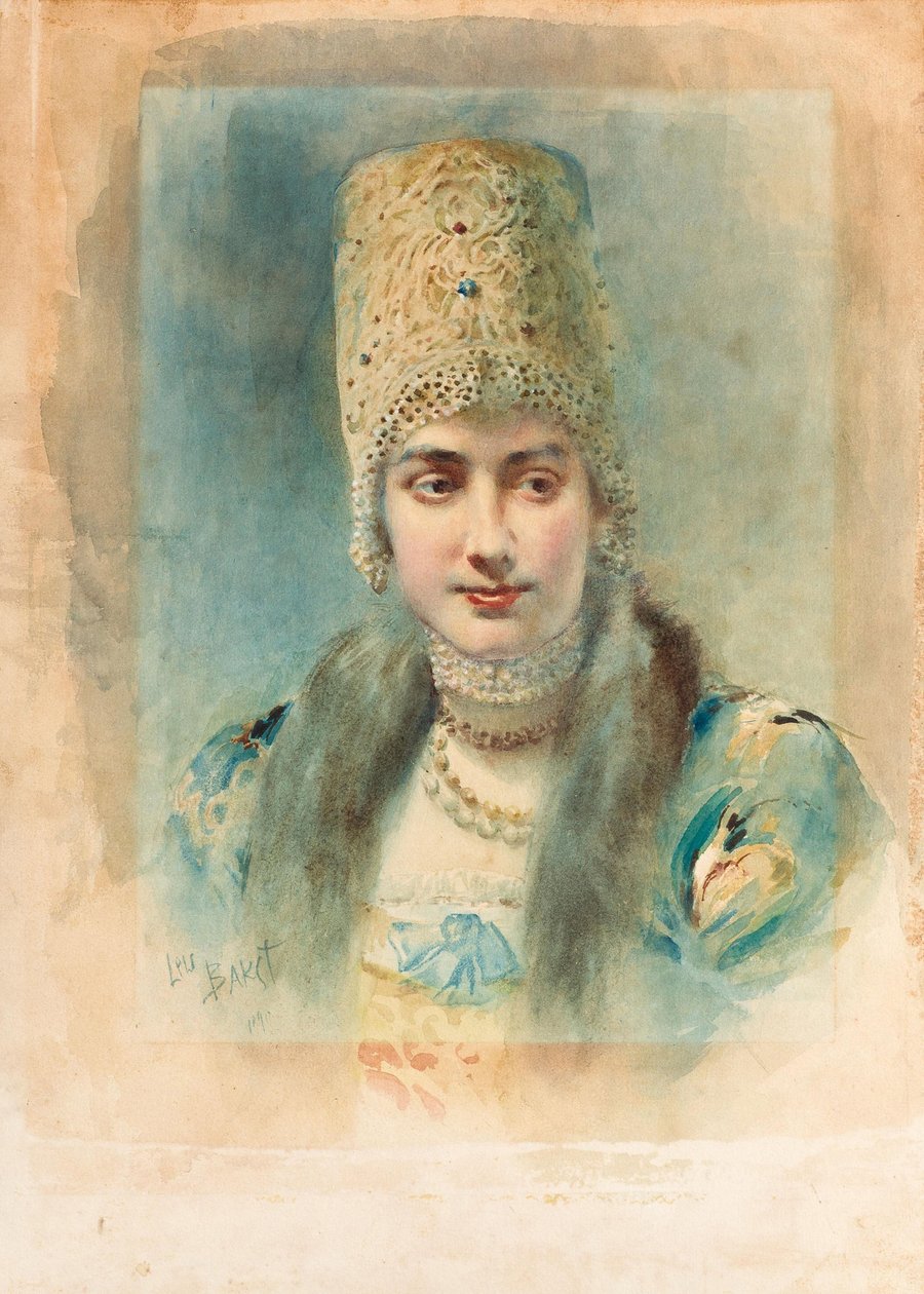 Portrait of a Girl Wearing a Kokoshnik 作者 莱昂·巴克斯特