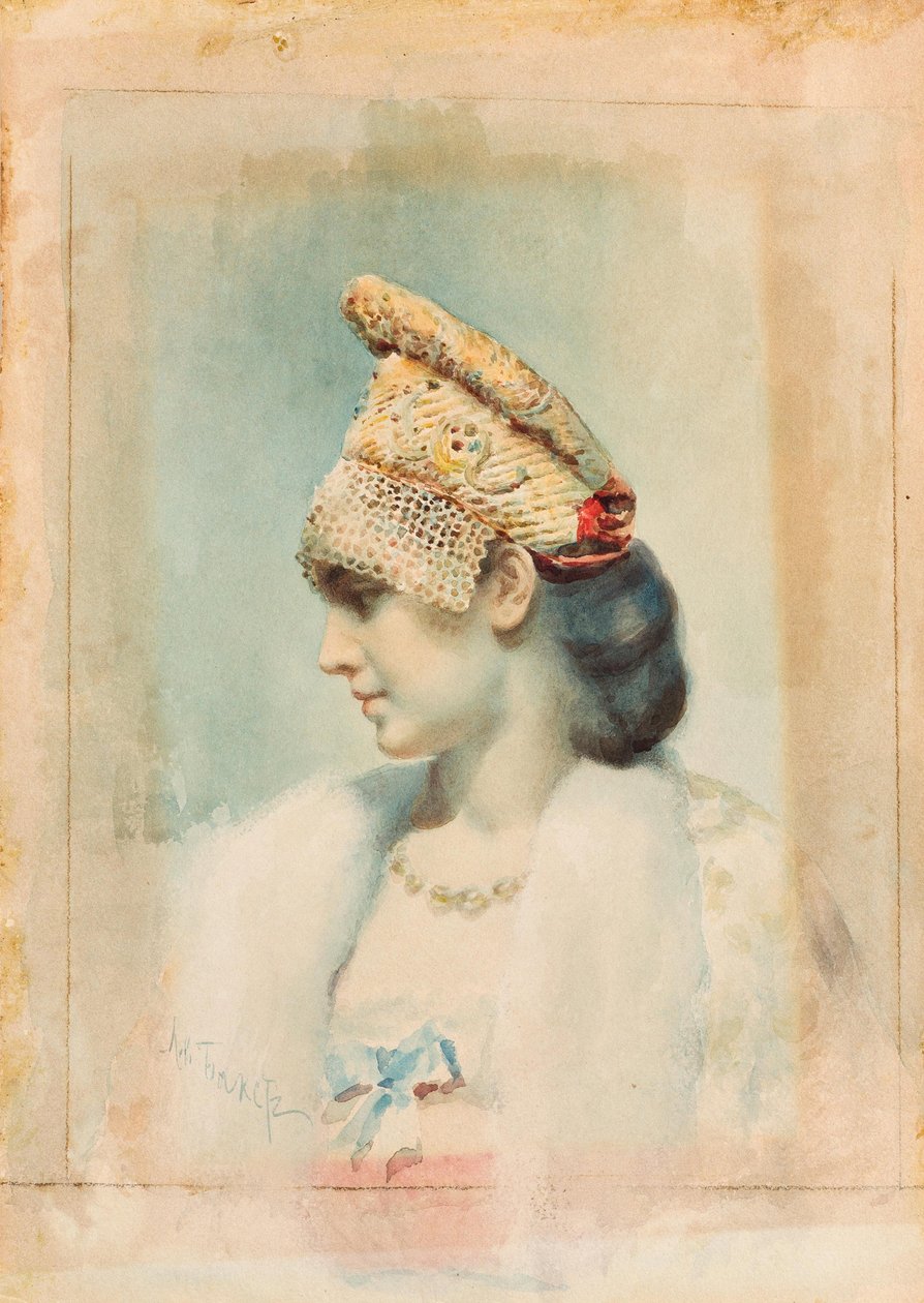 Portrait of a Girl Wearing a Kokoshnik 作者 莱昂·巴克斯特