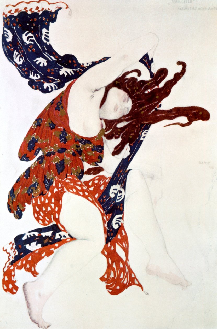 Premiere Bacchante，为Tcherepnins Narcisse生产的服装设计，1911年 作者 莱昂·巴克斯特