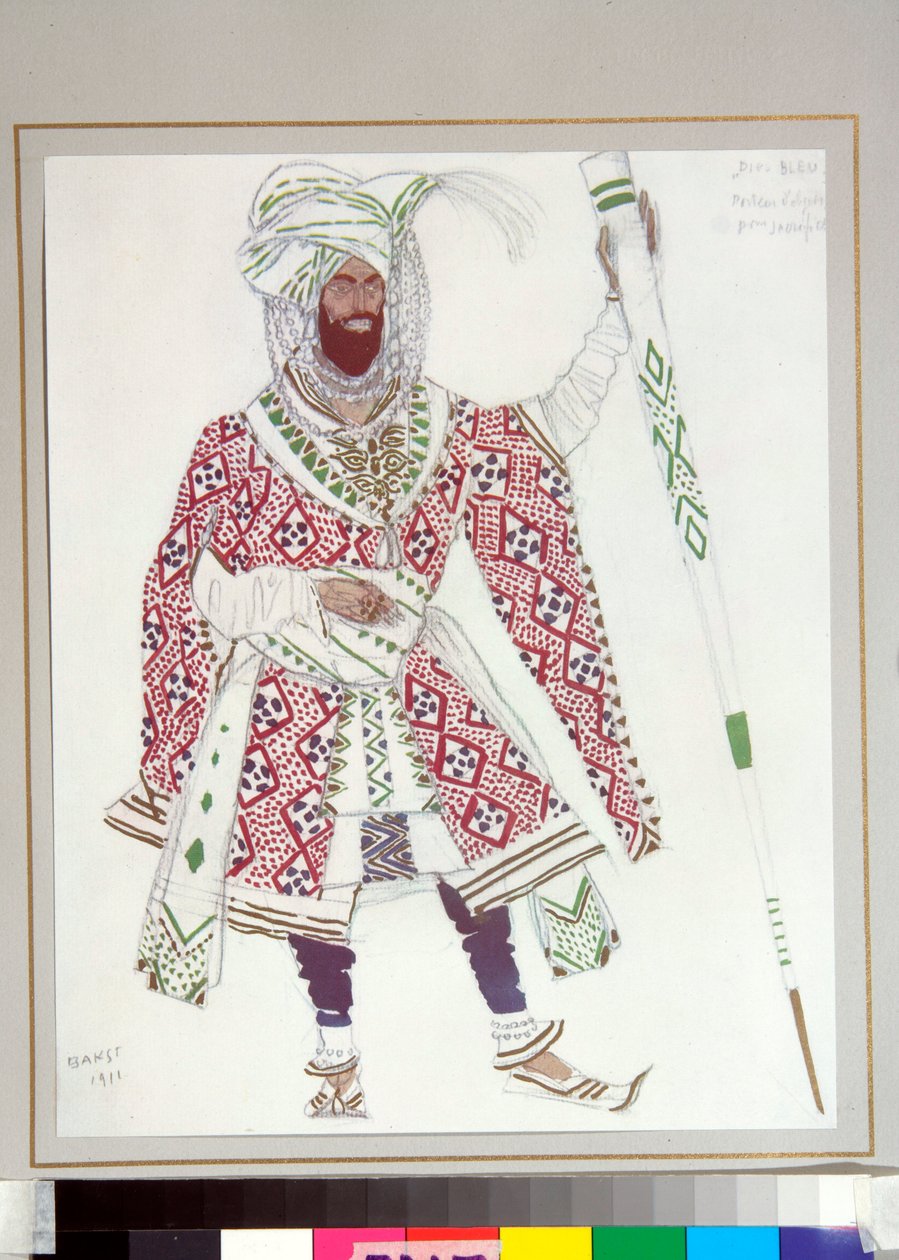 Russian Ballet - costume drawn for the ballet "The blue god" directed by C Michel Fokine 作者 莱昂·巴克斯特