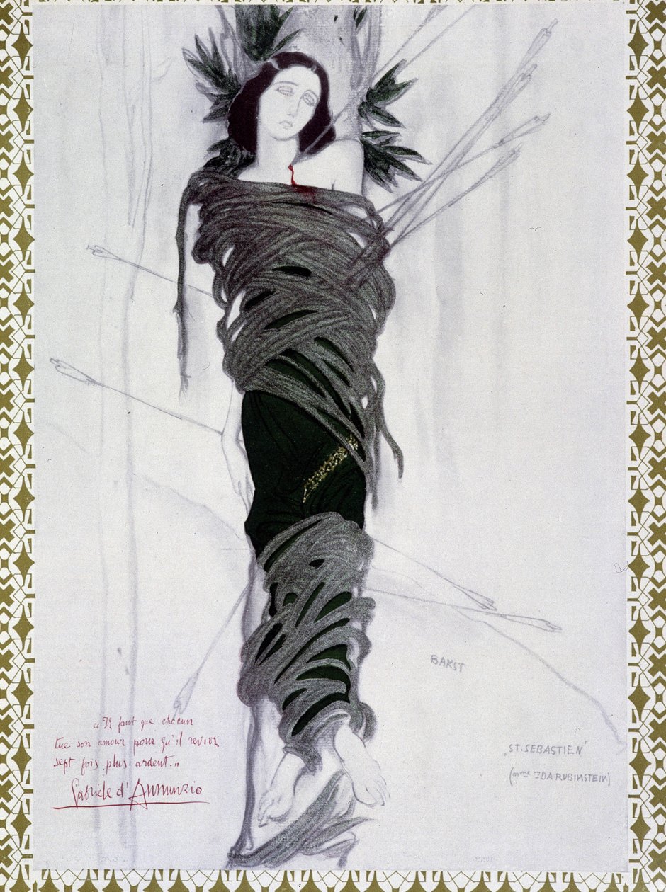 San Sebastian - Watercolour by Bakst and phrase by D