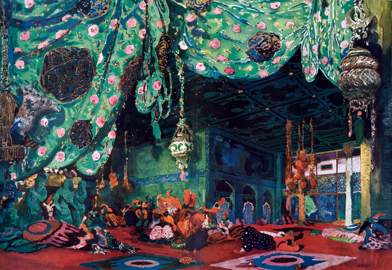 芭蕾舞剧Scheherazade的布景设计，c1913 作者 莱昂·巴克斯特