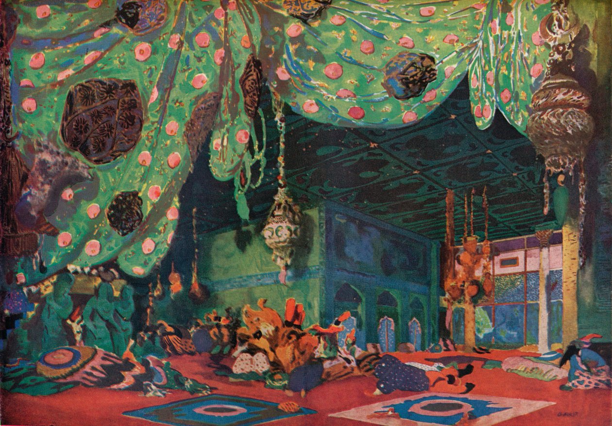 1910年建立Scheherazade的场景 作者 莱昂·巴克斯特