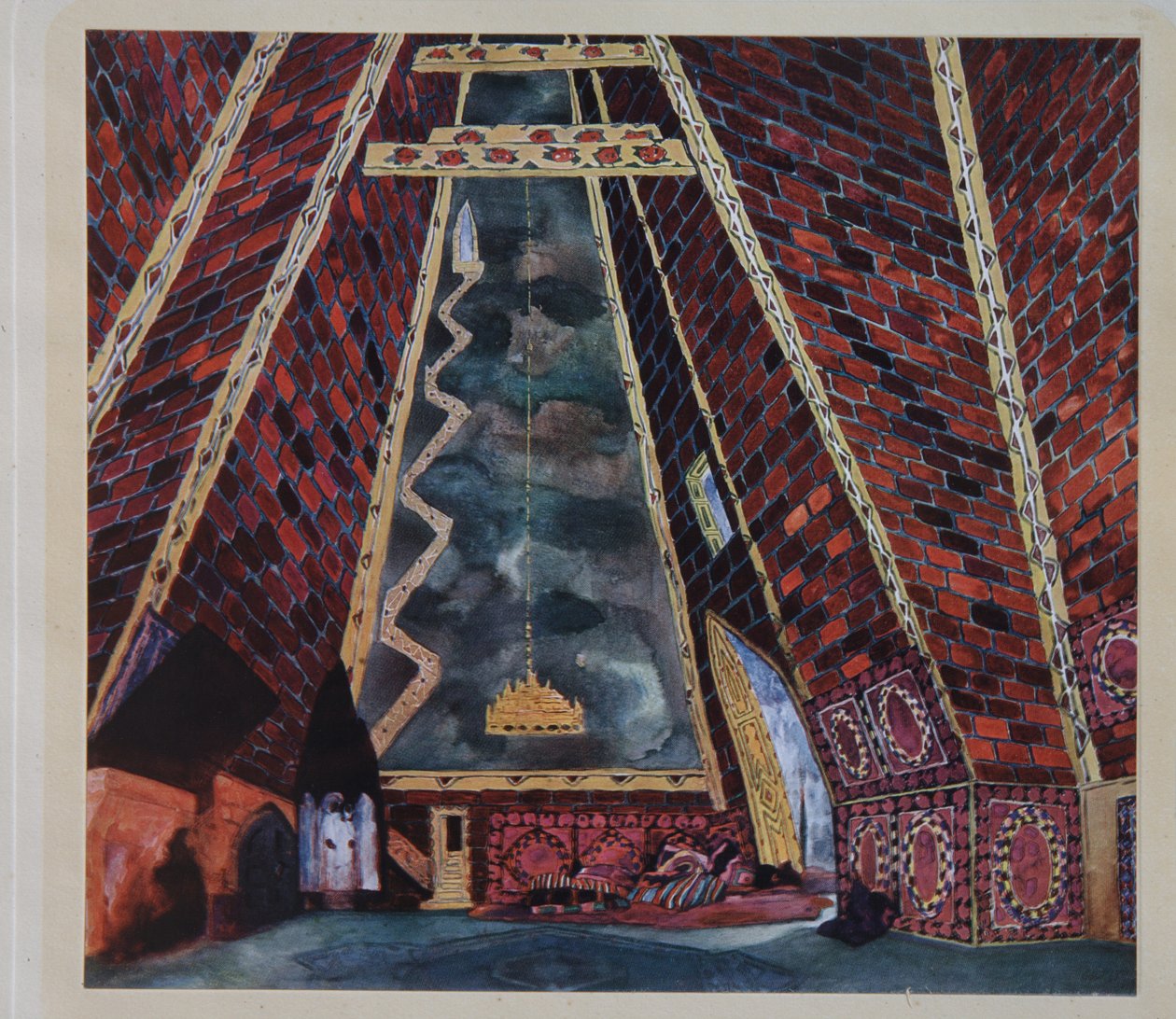 马·巴拉基列夫（MA Balakirev）的芭蕾舞剧《塔玛》的舞台设计，1912年 作者 莱昂·巴克斯特