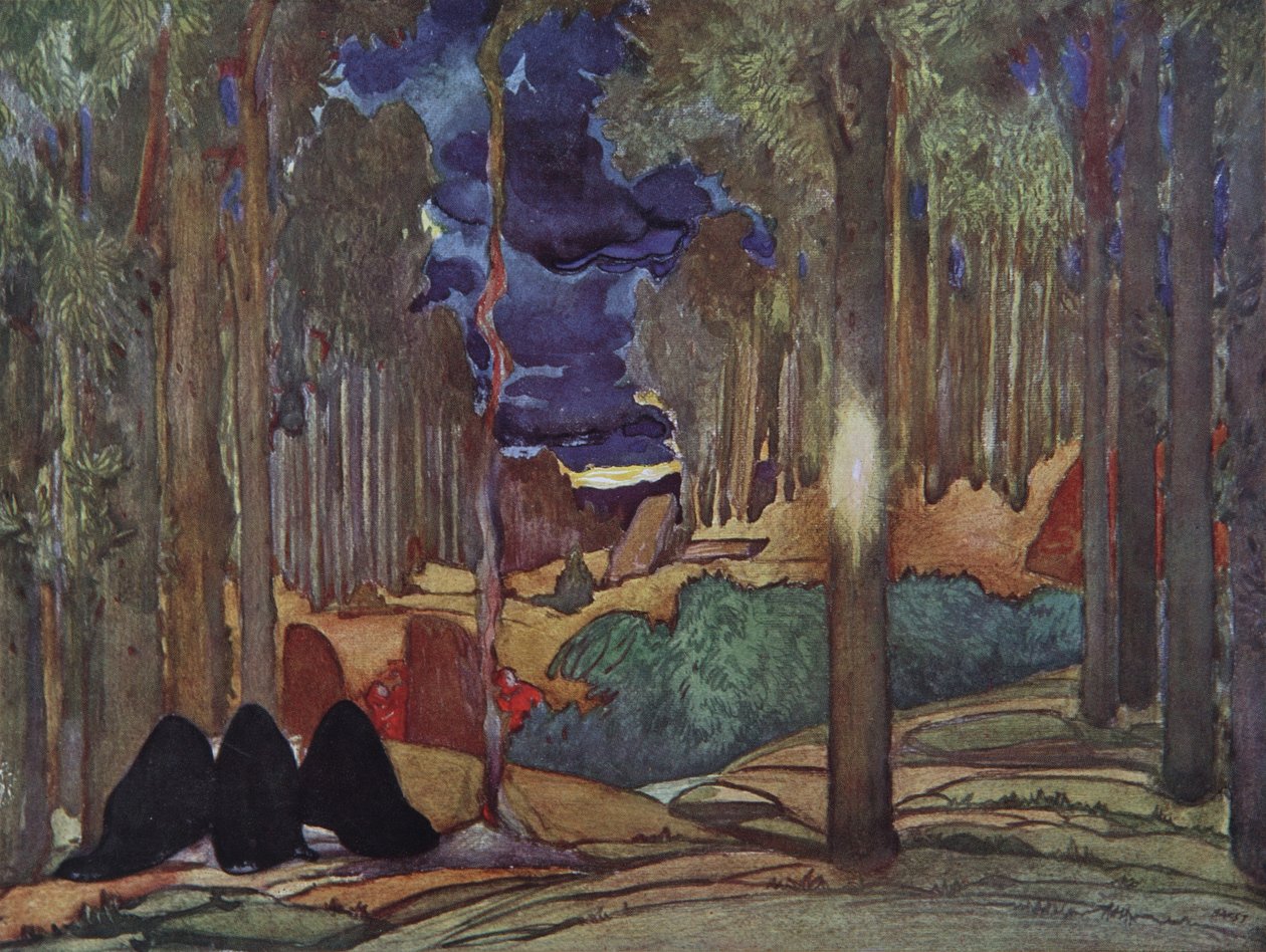 Gabriele DAnnuzio的戏剧《圣塞巴斯蒂安难》的舞台设计，1922年 作者 莱昂·巴克斯特
