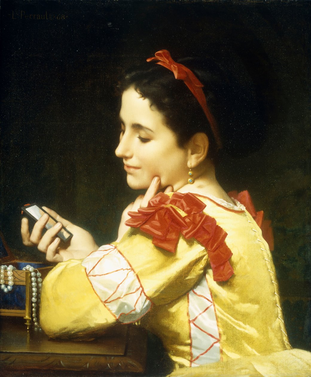 夫人手镜，1868年 作者 莱昂·巴齐勒·佩罗