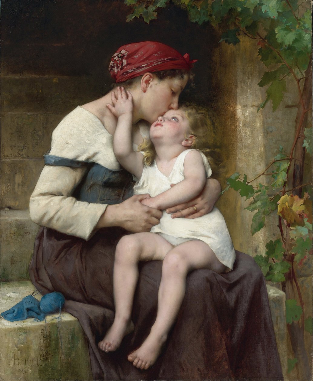 ""Mere et fille"" (Mother and child) Peinture de Leon Jean Basile Perrault (1832-1908) 1894 Collection privee 作者 莱昂·巴齐勒·佩罗