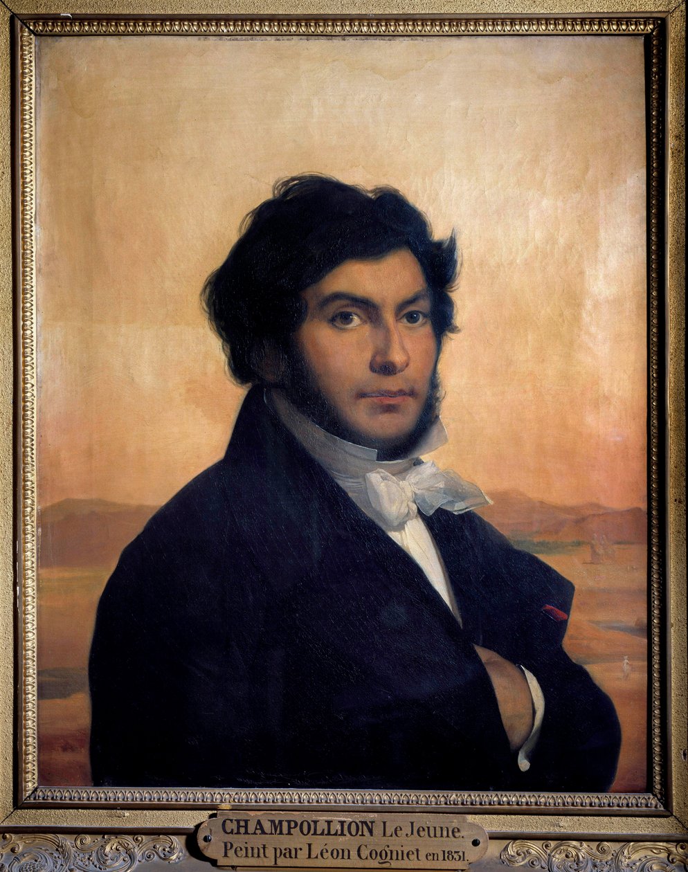 让-弗朗索瓦 (Jean Francois) Champollion (1790-1832) 的肖像，法国埃及学家，破译象形文字。 莱昂的绘画 作者 利昂·科尼耶