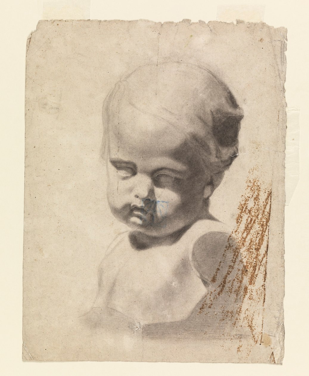 素描，儿童半身像研究（根据石膏模型），1881-92 年 作者 里昂·达博