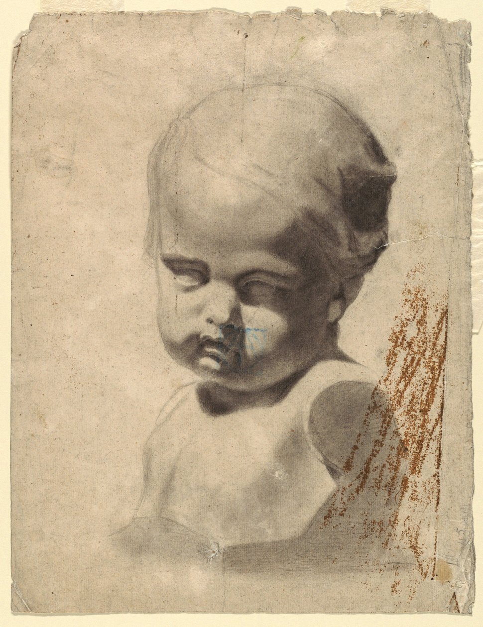 素描，儿童半身像研究（根据石膏模型），1881-92 年 作者 里昂·达博