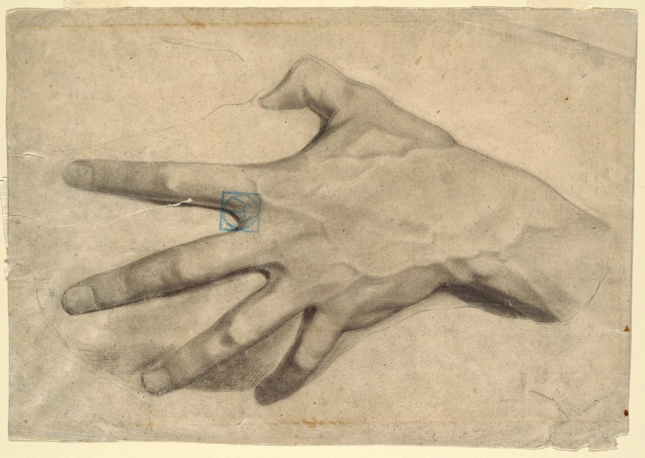 素描，手的研究，1881-92 年 作者 里昂·达博