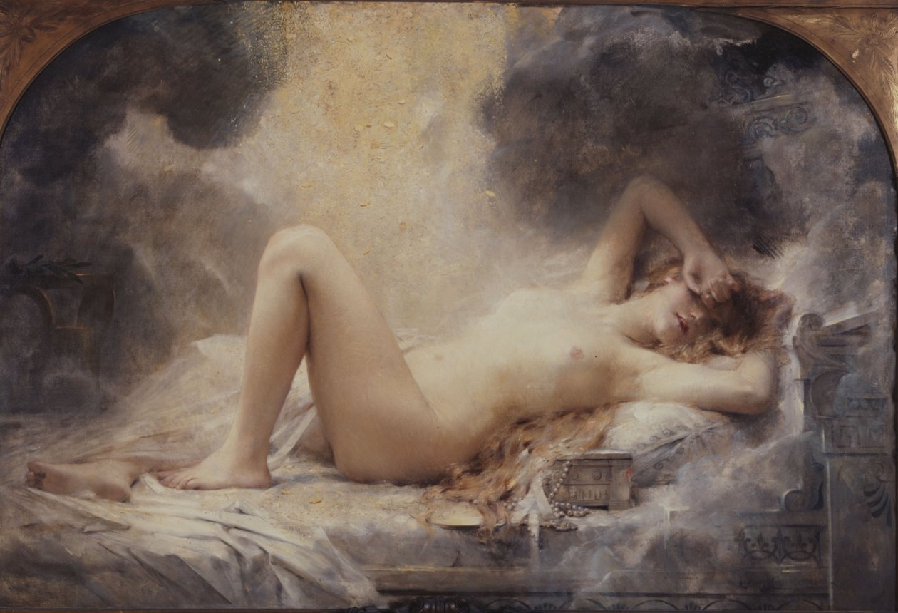 金色的雨，1907 年（油画） 作者 莱昂·弗朗索瓦·科梅尔