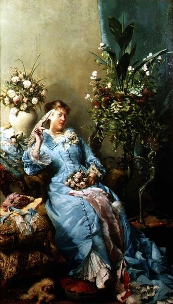 拿着扇子的女士 作者 莱昂·亨利·玛丽·弗雷德里克（Leon Henri Marie Frederic）