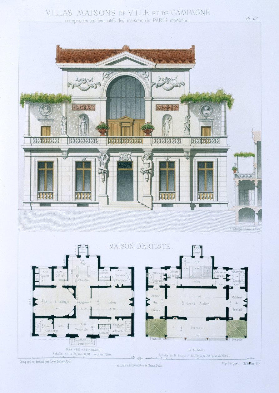 艺术家之家，来自&39;基于巴黎现代住宅的别墅，城镇和乡村住宅&39;，1864年 作者 莱昂·伊莎贝