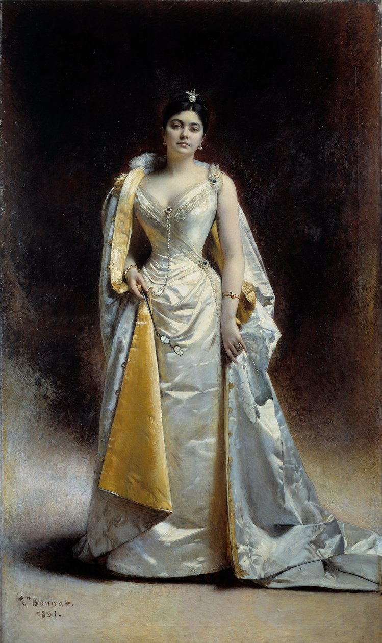 阿尔伯特·卡亨·德安特卫普夫人的全长肖像画由 Leon Bonnat (1833-1922) 1891 年 1.34x2.27 米巴约讷，博纳博物馆 作者 莱昂·约瑟夫·弗洛伦汀·波纳特