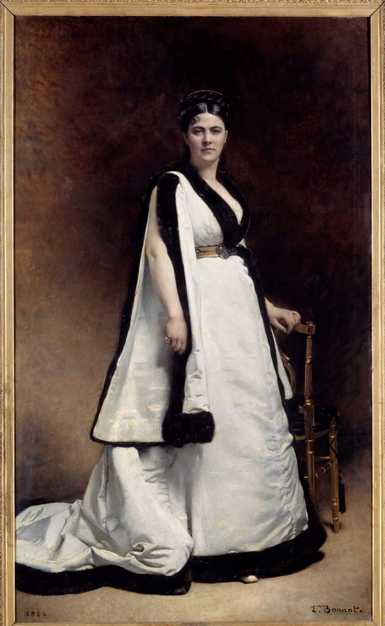 帕斯卡夫人 (1835 - 1914) 剧作家的全长肖像。 Leon Joseph Bonnat 的画作 (1833 - 1922) 作者 莱昂·约瑟夫·弗洛伦汀·波纳特