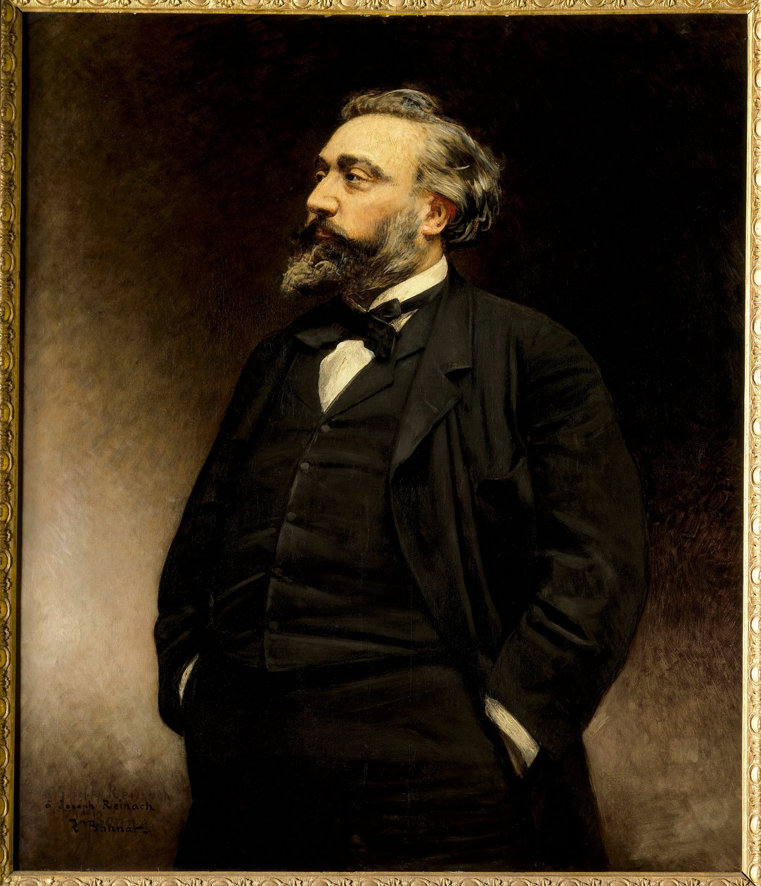 Leon Gambetta (1838 - 1882) 法国政治家的肖像。 Leon Joseph Bonnat (1833 - 1922) 的画作（h s/t 1.15 x 1）。 - Leon Gambetta (1838-1882) 法国政治家的肖像。 Leon Joseph Bonnat (1833-1922) 的绘画。 凡尔赛城堡博物馆 作者 莱昂·约瑟夫·弗洛伦汀·波纳特