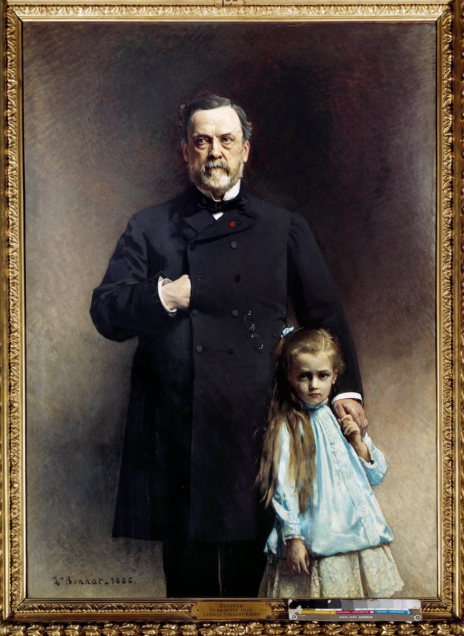 法国医生路易斯·巴斯德 (1822-1895) 与他的小女儿卡米尔·瓦莱里·拉多 (Camille Vallery Radot) 的肖像 莱昂·约瑟夫·博纳 (Leon Joseph Bonnat) (1833-1922) 的画作 1886 年巴黎巴斯德博物馆 - 法国医生路易斯·巴斯德 (Louis Pasteur) (1822-1895) 与他的盛大肖像 -女儿，C 作者 莱昂·约瑟夫·弗洛伦汀·波纳特