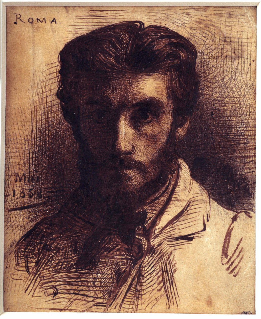 Leon Joseph Bonnat (1833-1922) 用中国钢笔、水墨和墨水绘制的自画像。 1858 年 5 月。 0,18 x 0,14 m。 巴黎，奥赛博物馆 作者 莱昂·约瑟夫·弗洛伦汀·波纳特