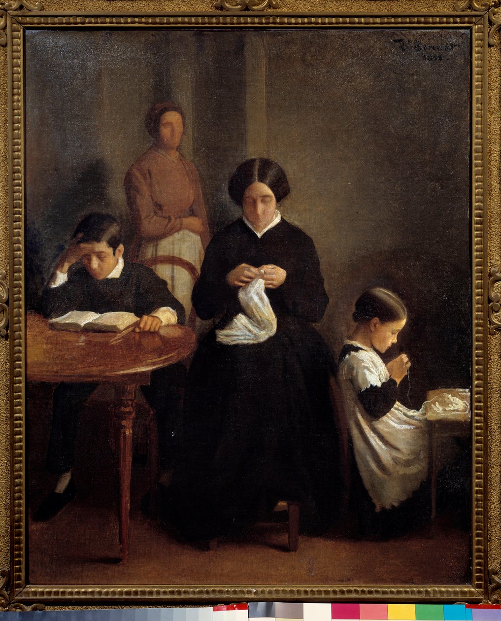 艺术家的家人Le jeune哥哥学习，而母亲和姐姐则从事缝纫工作。 Leon Bonnat (1833-1922) 的绘画 1853 年 Bayonne，Musee Bonnat。 作者 莱昂·约瑟夫·弗洛伦汀·波纳特
