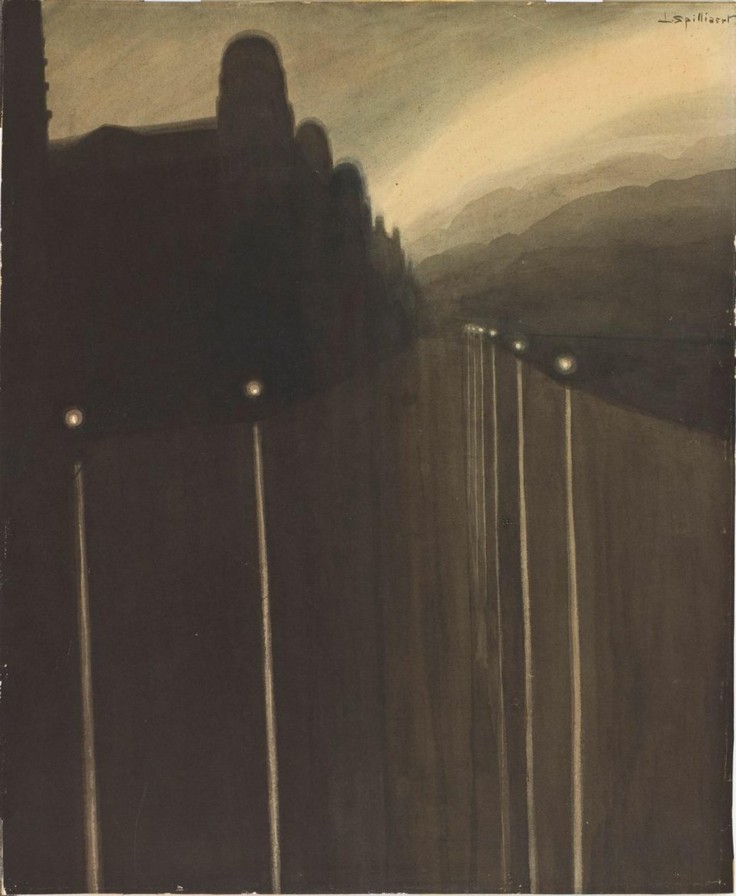 Dyke at Night, 1908. 作者 里昂·斯皮里亚特
